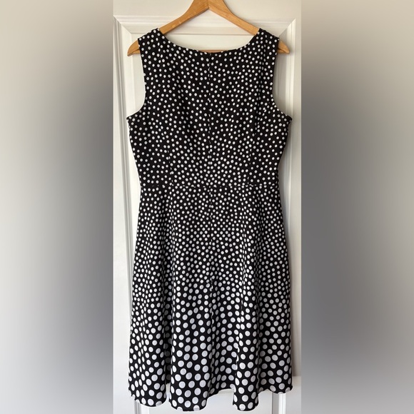 Talbots Black/White Polka Dot Fit and Flare Dress size 14 - Picture 3 of 4